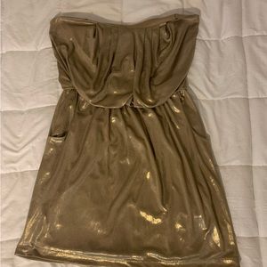 Gold strapless dress (with pockets!)